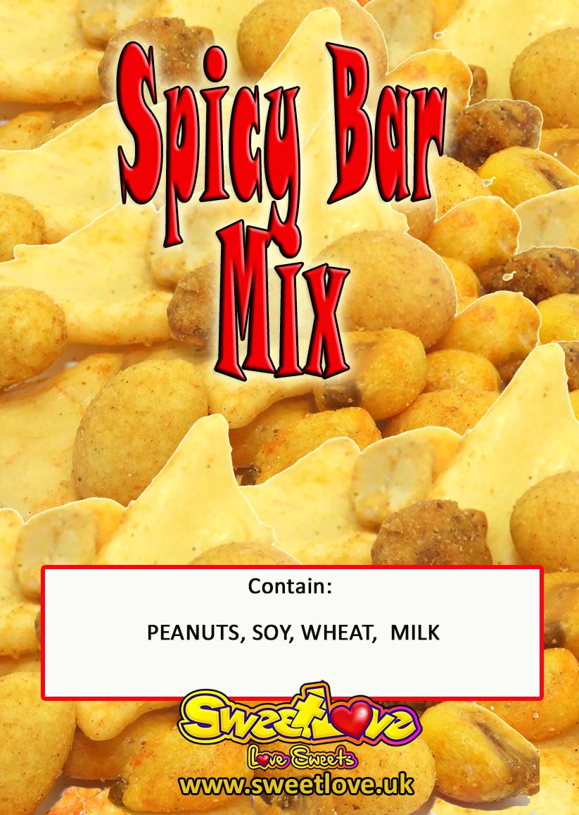Vending label for Spicy Bar Mix.